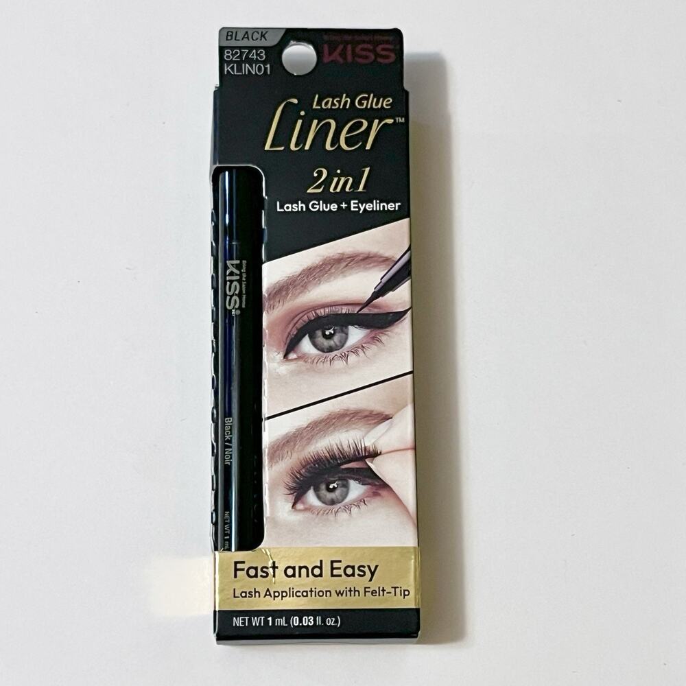 Kiss GlueLiner 2 In 1 Lash Glue & Black Felt-Tip Liquid Eyeliner 82743 KLIN01